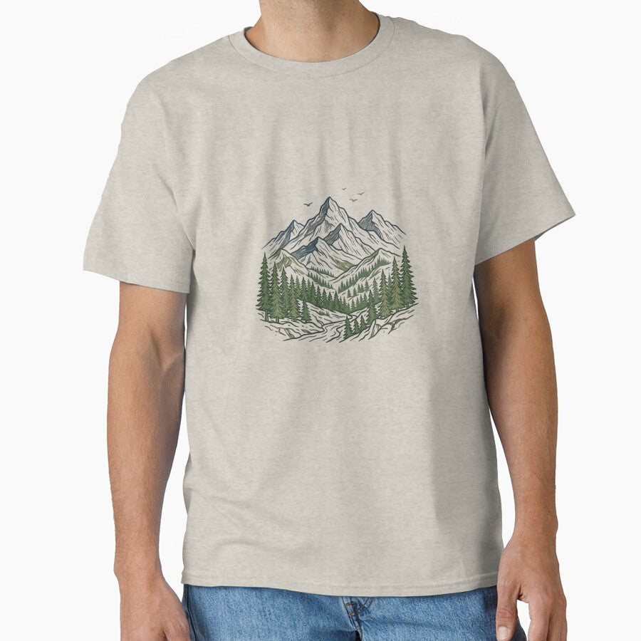 Vintage Mountain Forest Nature T-Shirt by Figurimania
