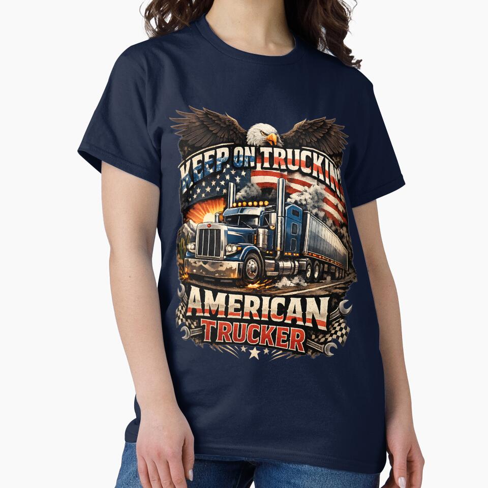 Keep On Truckin American Trucker Eagle Semi Truck Patriotic Vintage Graphic by ArcadiaSilence