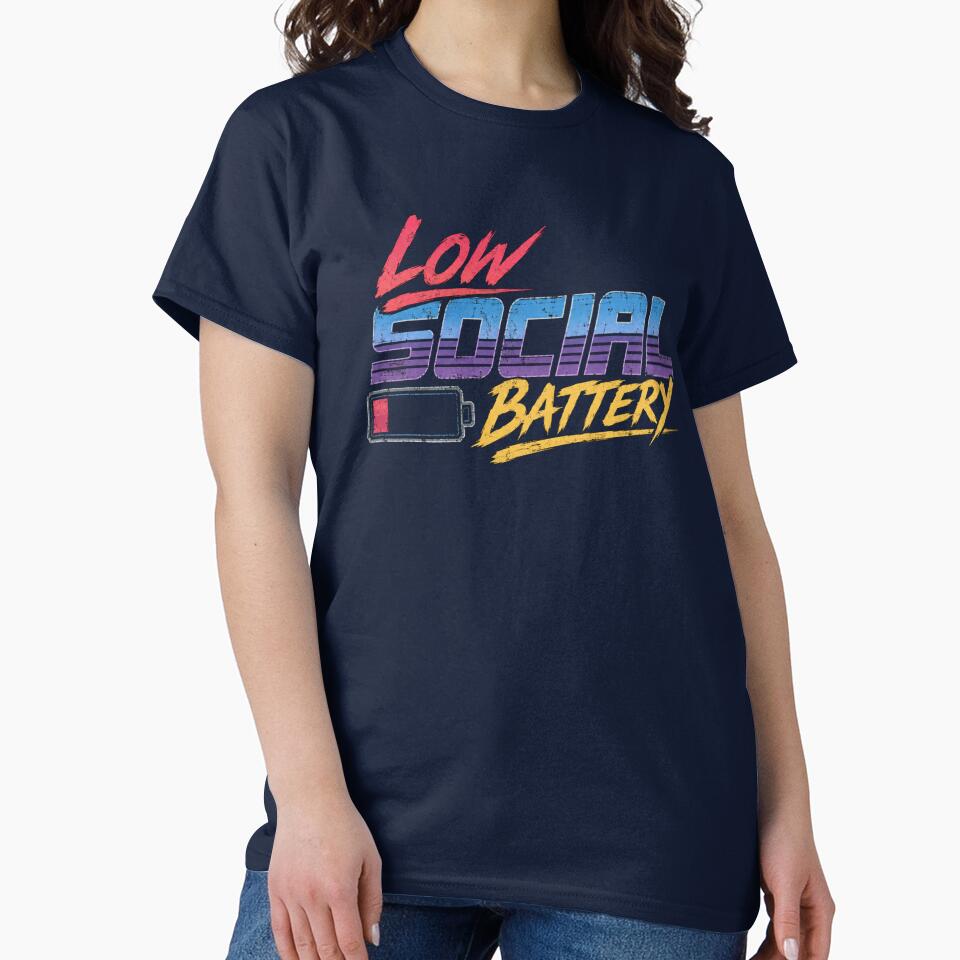 Low Social Battery | Retro 80s Neon Graphic Tee by DNHZstore