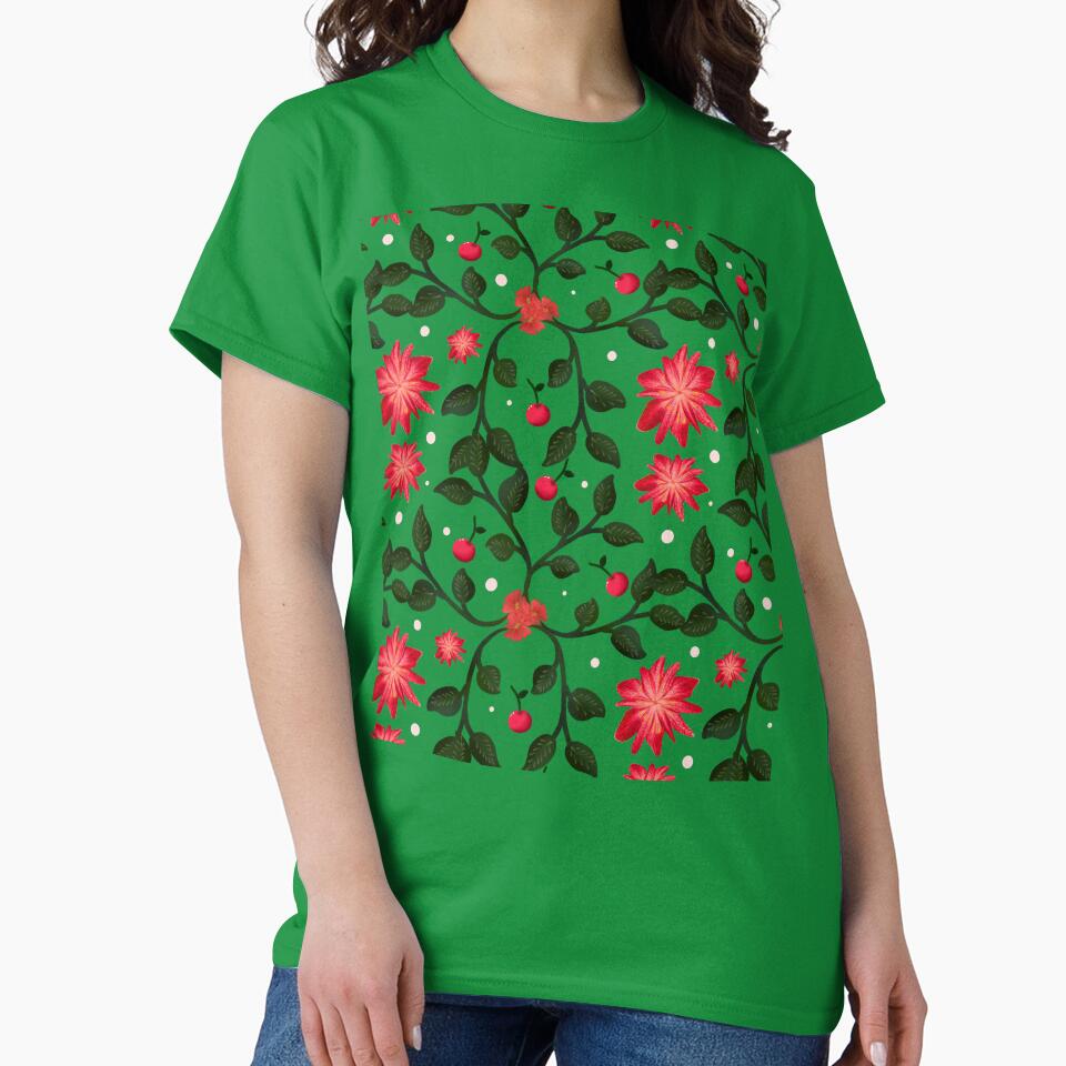 Cherry Blossom Floral Vine Pattern with Cherries by HopeAndHustle