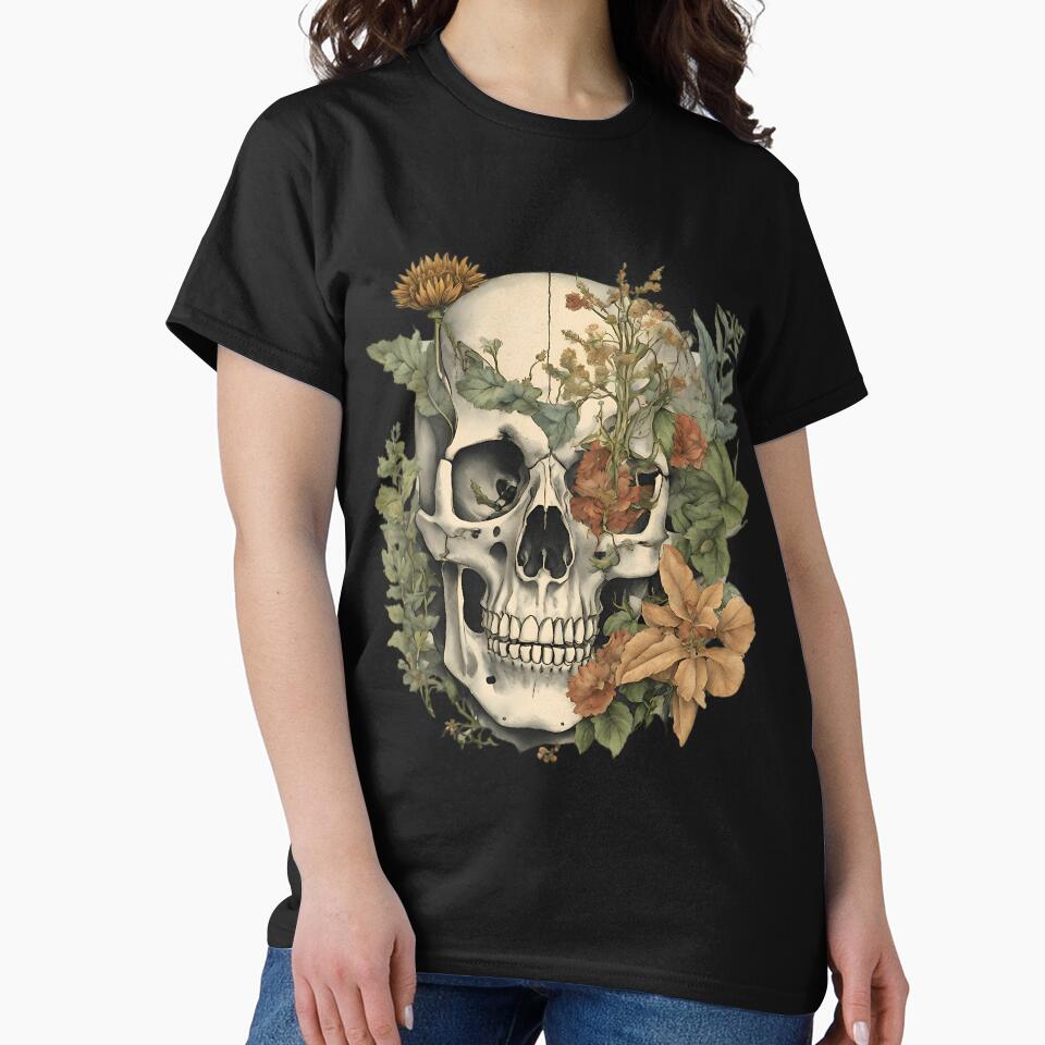 Skull And Roses Gothic Botany Illustration by mxelmurwemb46