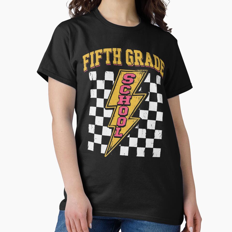 Fifth Grade Lighting Bolt Pencil Retro 5th Grade Teacher by OlakunleOloroz
