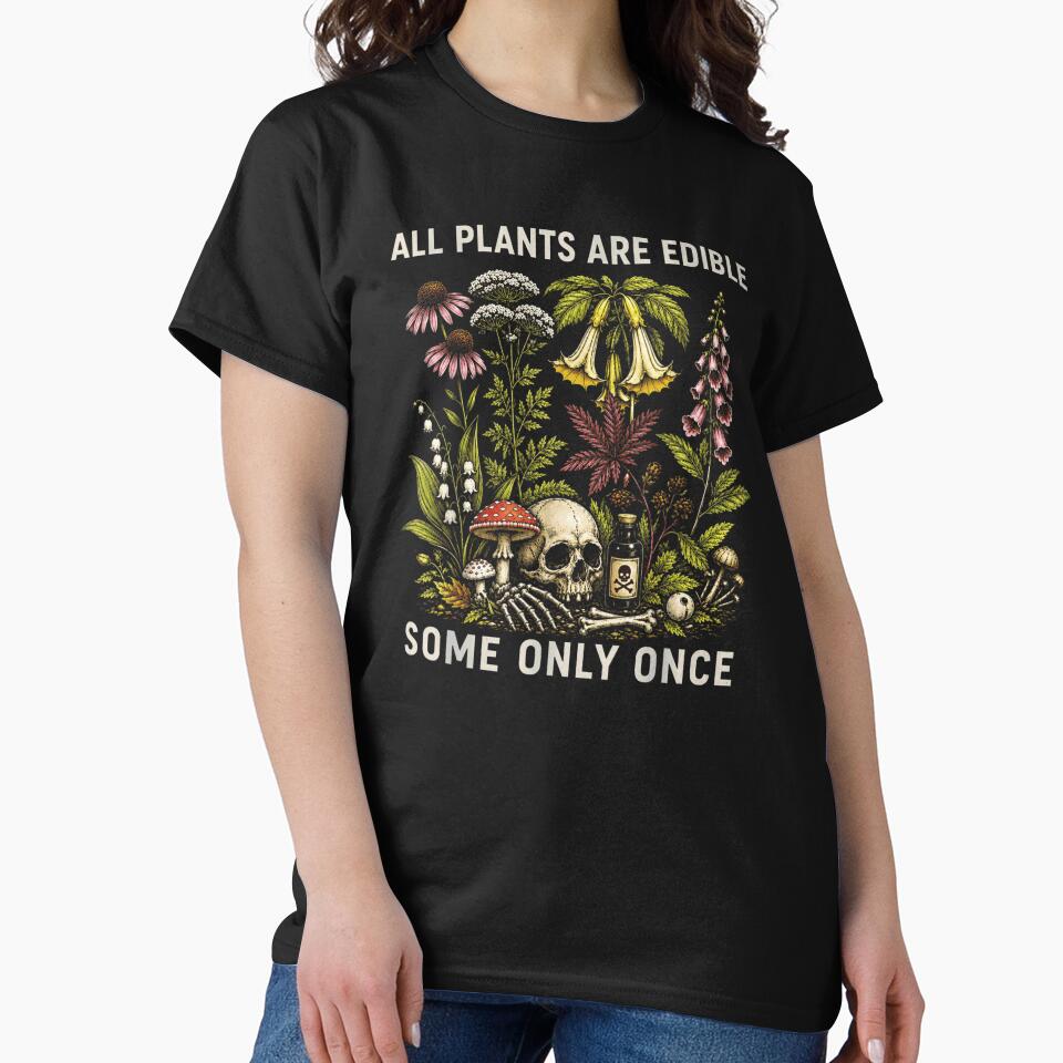 All Plants Are Edible Some Only Once Vintage Botanical Skull Art by CaosticDomes