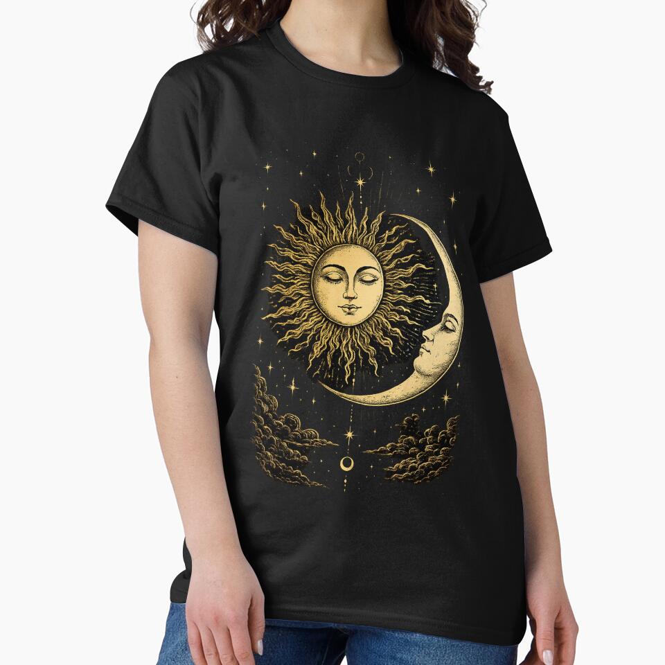 Celestial Sun and Moon Vintage Engraving by Mystic & Celestial Art