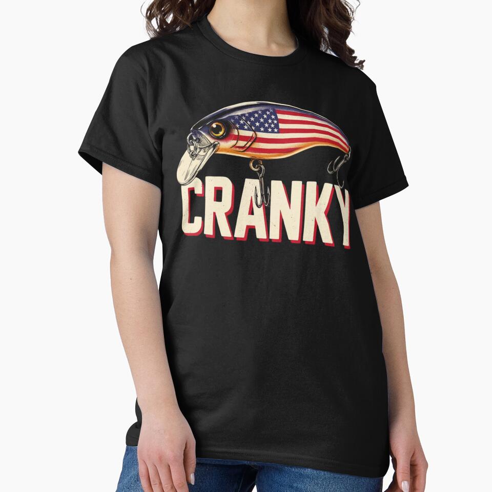 Cranky USA Flag Funny Crankbait Fishing Lure Fathers Day by Dabbing Turtle Designs