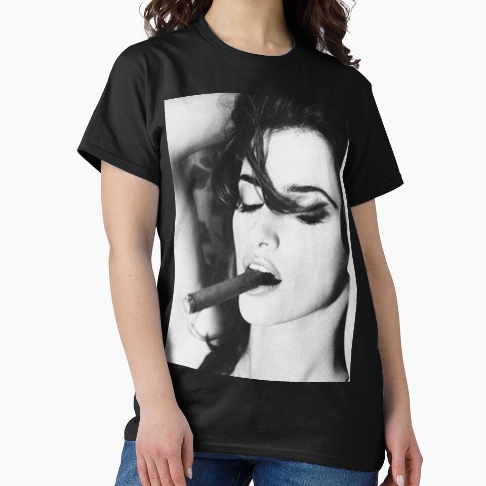 Penelope Cruz Smoking - Black and White Woman Smoking Cigar Photography by HoneymoonHotel