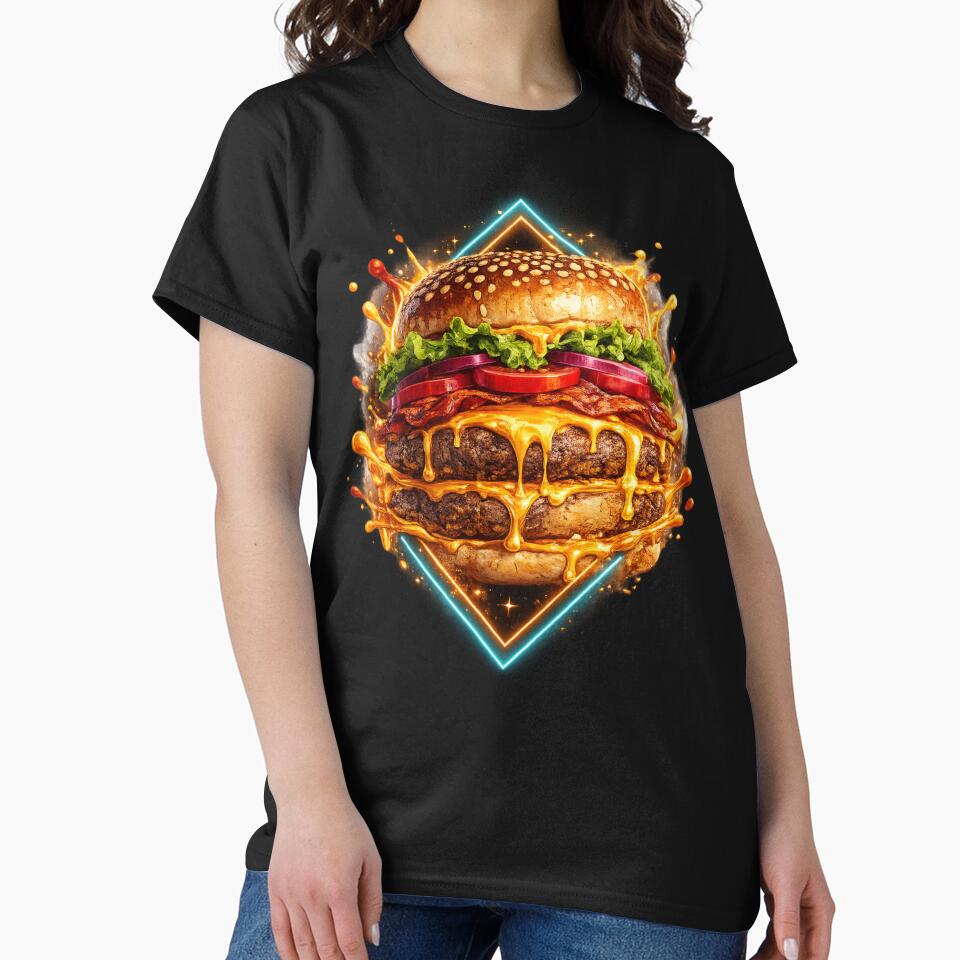 Neon Geometric Burger: Modern Contemporary Geometric Art Design by irfanshikh