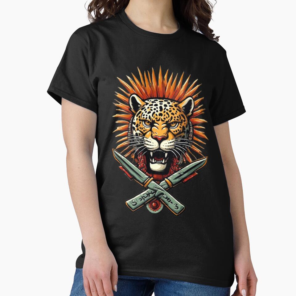 Fierce Jaguar with Sunburst & Crossed Blades | Elysium Echoes Icon by Shift-Bloom