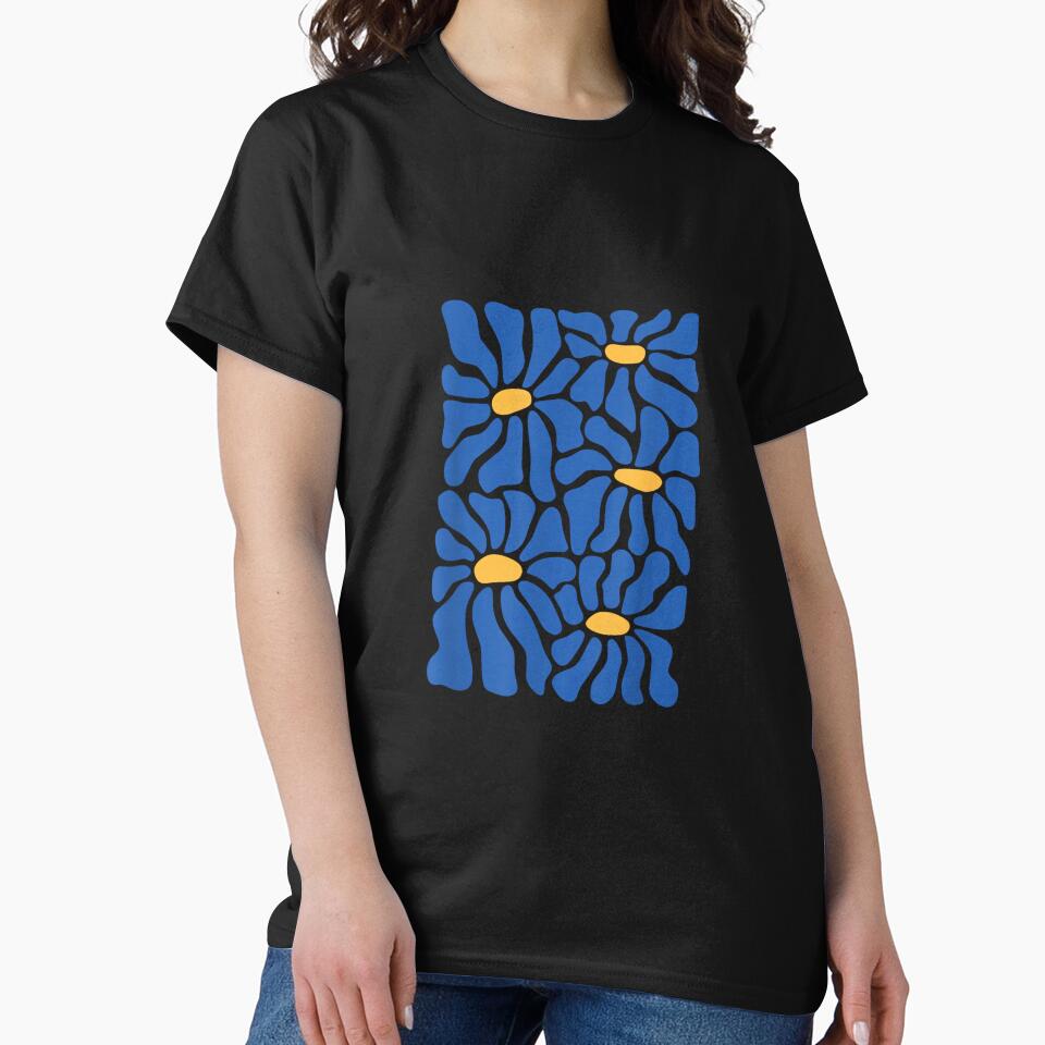 Vintage Blue and Yellow Abstract Floral Art by CherylCGarrison