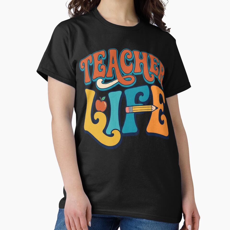 Teacher Life Retro Typography. by MyHappyArtShop