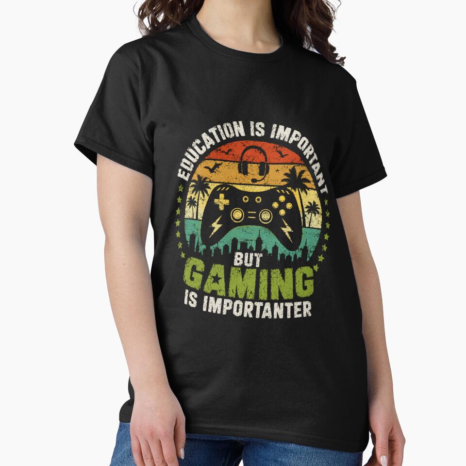 Education Is Important But Gaming Is Importanter Gamer Video Game Player by SkeletonsDanger