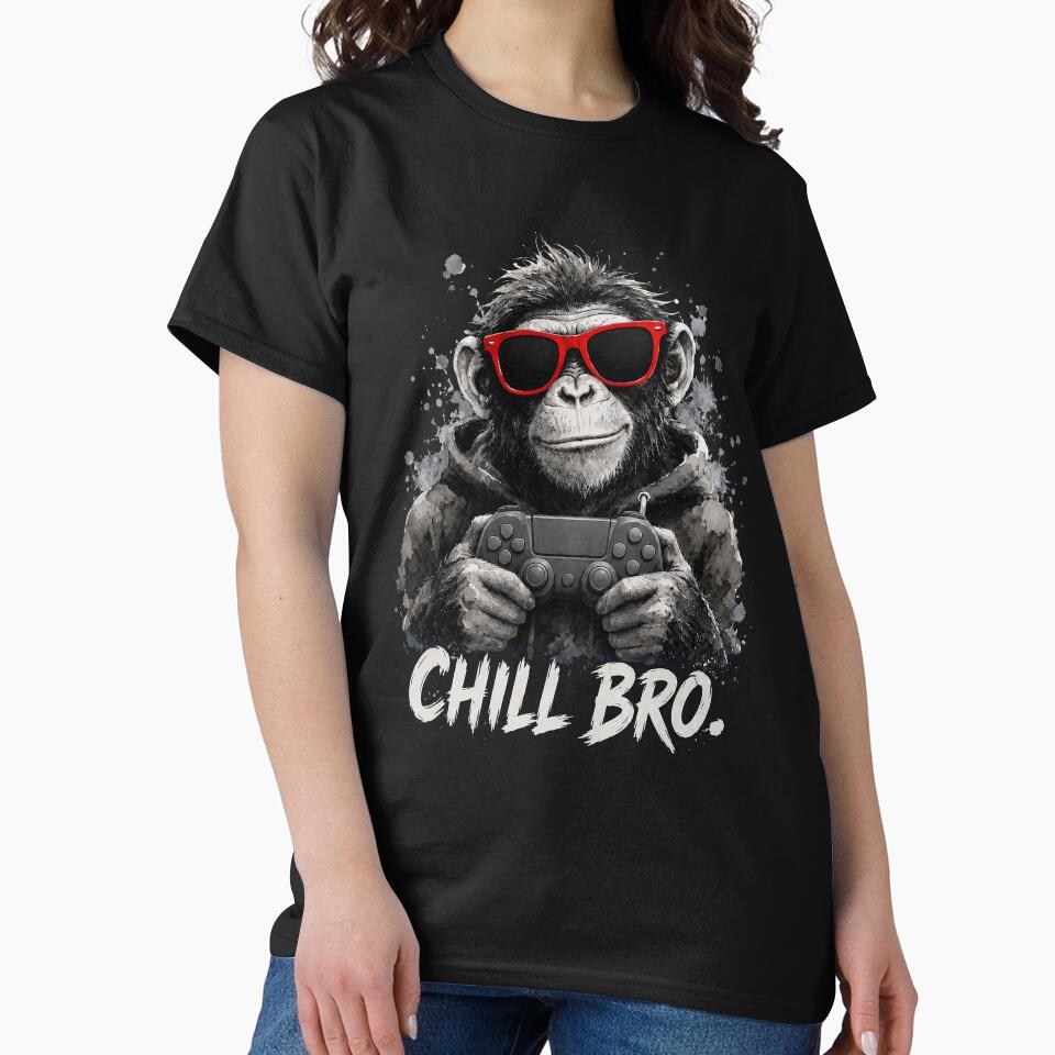 Chill Bro Gamer Ape Sunglasses Design by lvlupthreads
