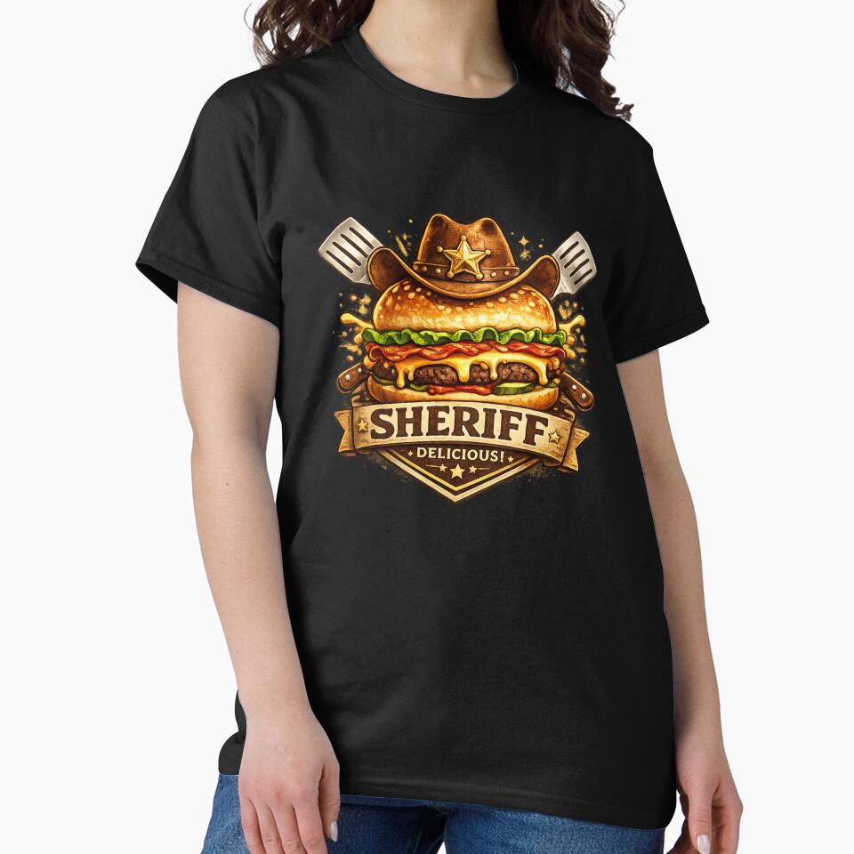 Sheriff Delicious: Cowboy BBQ Cheeseburger Western Rodeo Design by irfanshikh