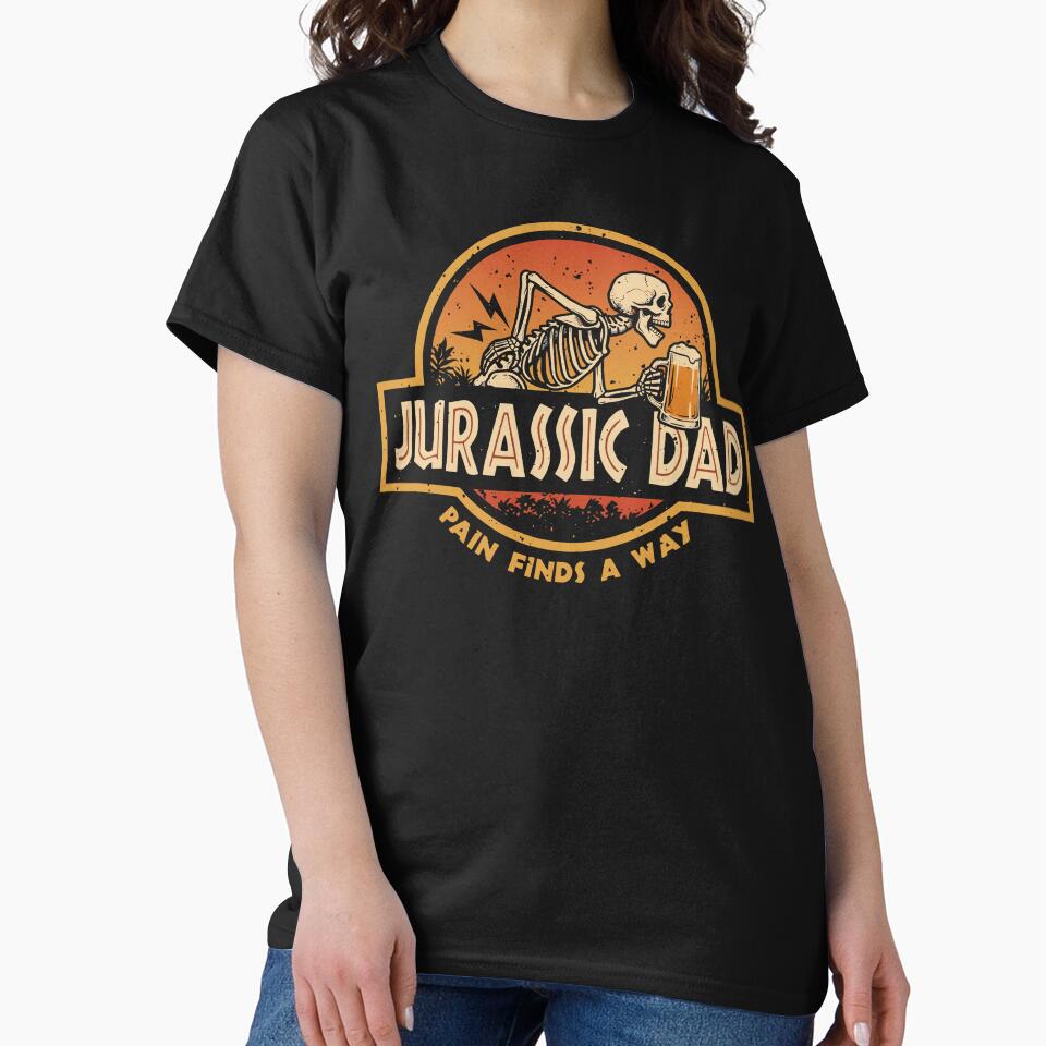 Jurassic Dad Beer Pain Finds A Way Funny Sarcastic Skeleton by Artifyo