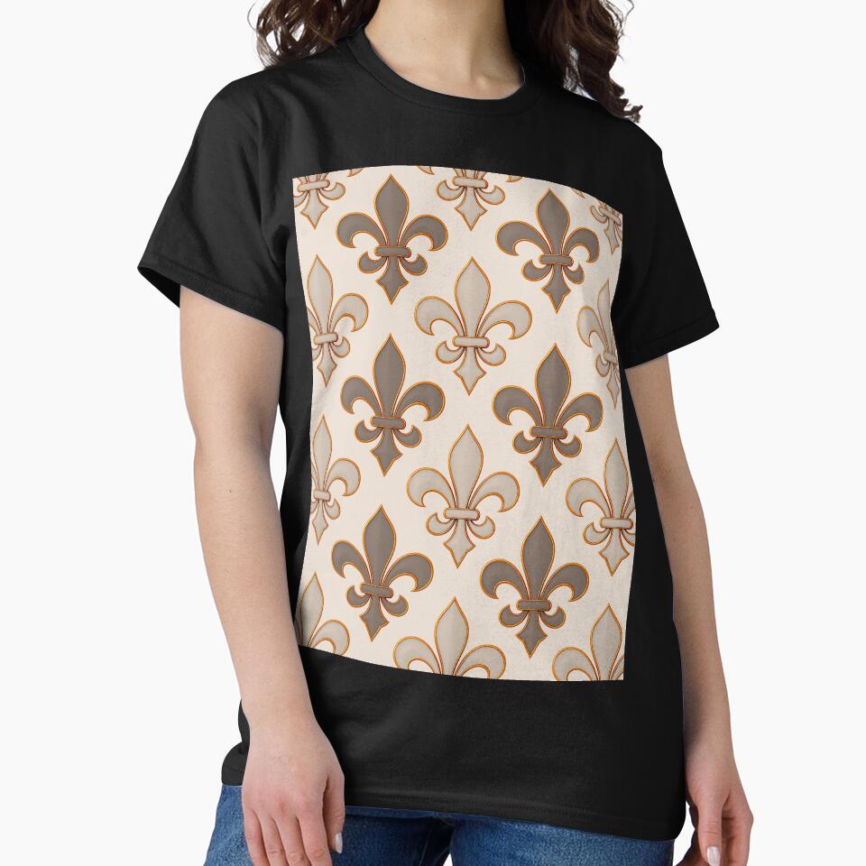 Neutral Earthy Tone Fleur-de-lis Royal Design by PatternTitan