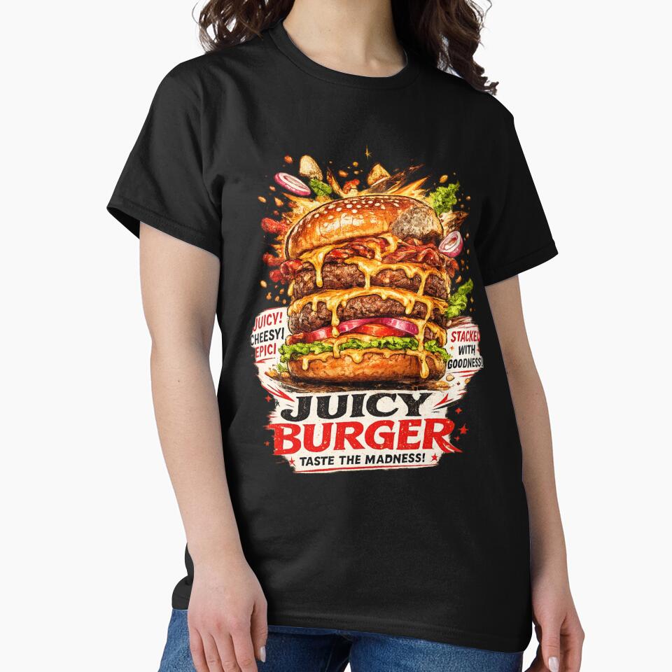 Juicy Burger: Taste The Madness Explosive Flavor Cheeseburger by irfanshikh