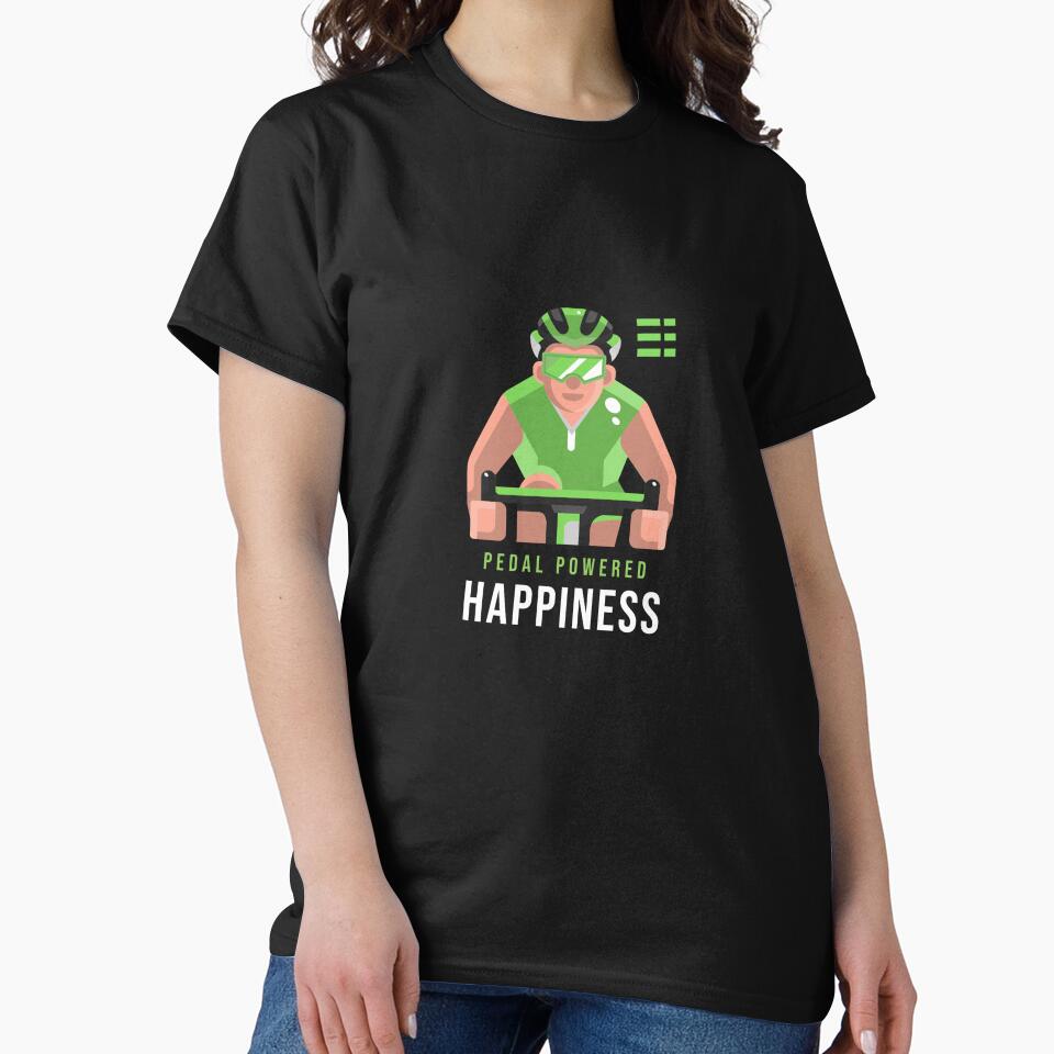 Pedal Powered Happiness t-shirt with rider image by FigTreeFactory