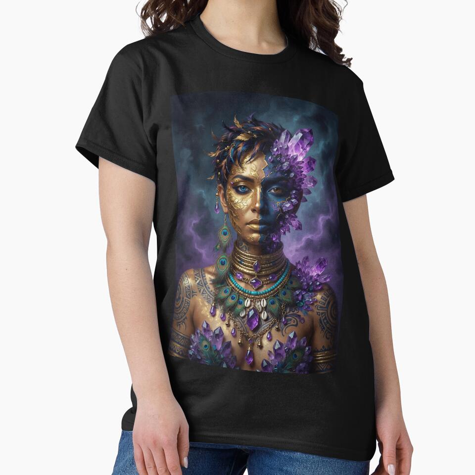 Amethyst Tribal Boho Goddess | Mystical Crystal Spirit Art by Ruta
