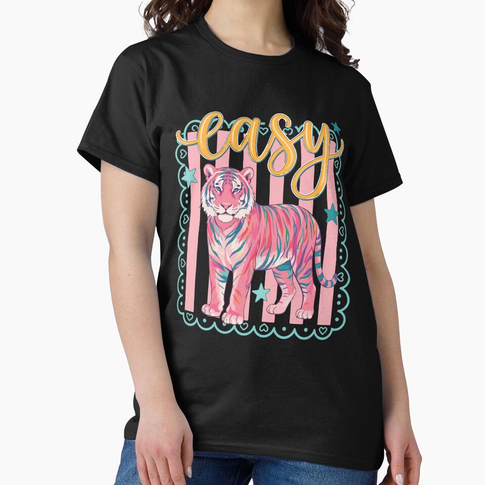 Easy Tiger Coquette Preppy Aesthetic Pink Tiger Cute Trendy Gift by kiralynstration