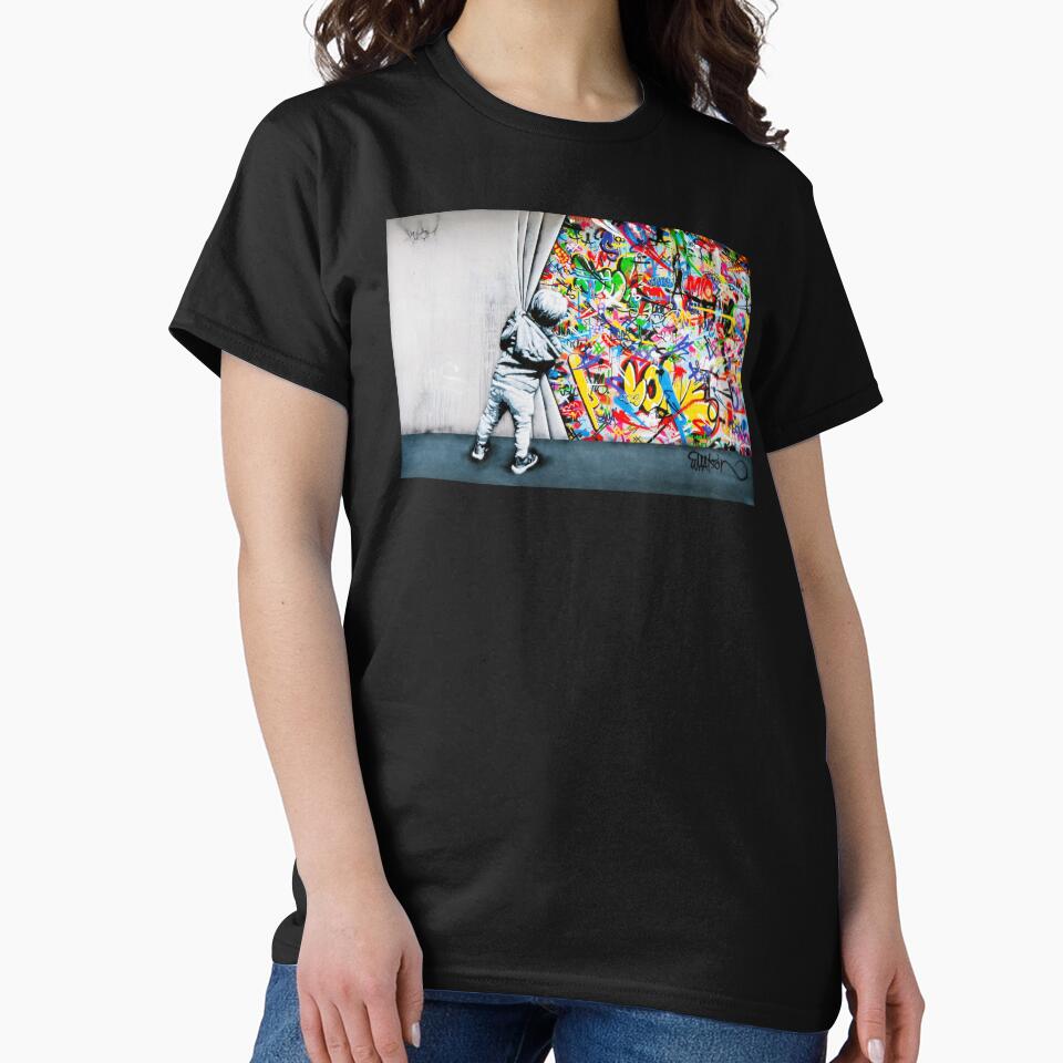 Behind The Curtain Boy - Colorful Graffiti Pop Art - Banksy Street Art Mural by Teecha