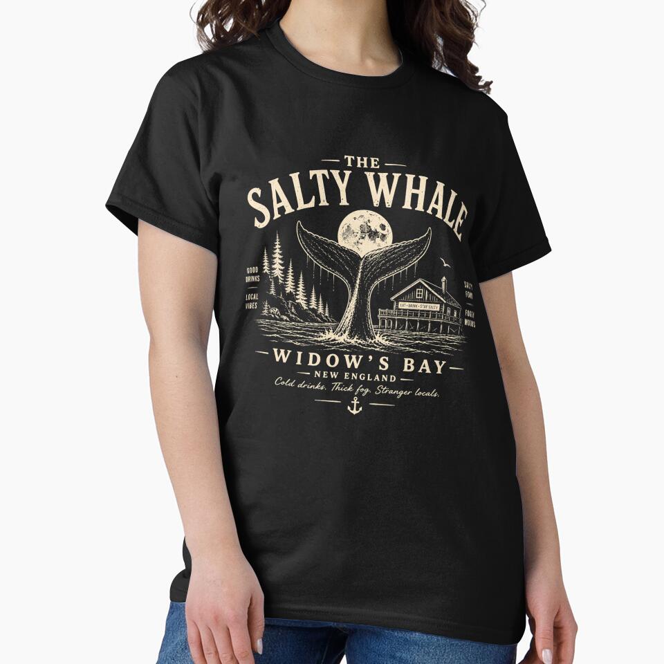 The Salty Whale, Widow's Bay Horror Aesthetic Retro Travel Art by trailblazer-tee