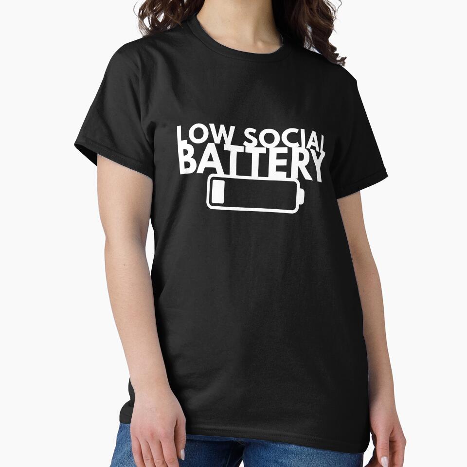 Low Social Battery Funny Introvert Quote Minimal Battery Design by extrisiceye