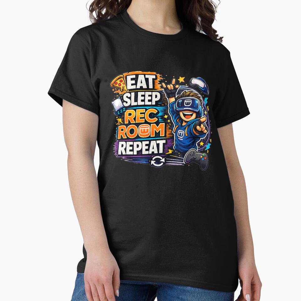 Eat Sleep Rec Room Repeat Funny VR Gaming Design for Virtual Reality Players and Multiplayer Gamers . by  BreedCraft Studio