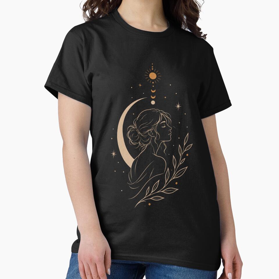 Boho Moon Woman Line Art by MySthore