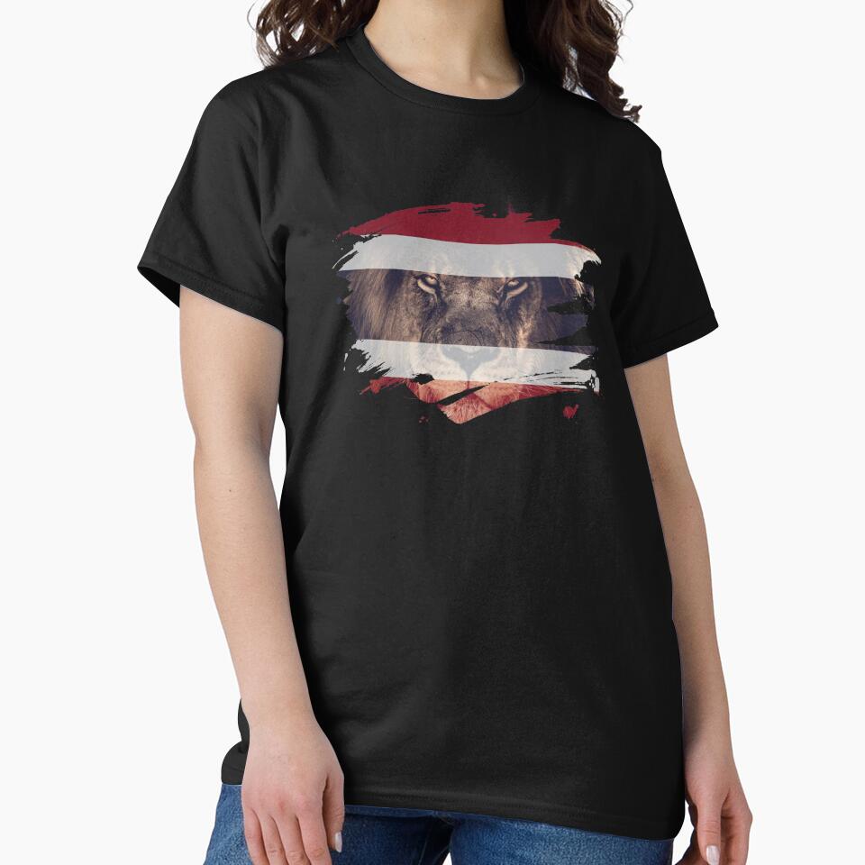 Thailand Flag & African Lion Picture   Thai Pride T Shirt by ockshirts