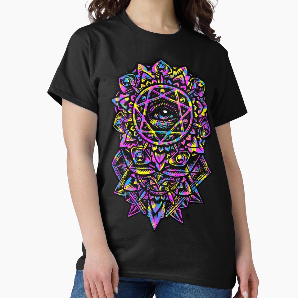 Eye of God Flower Mandala Neon by Roberto Jaras Lira