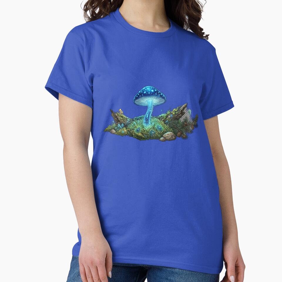 Glowing Bioluminescent Mushroom in Enchanted Moss by GrzywaM