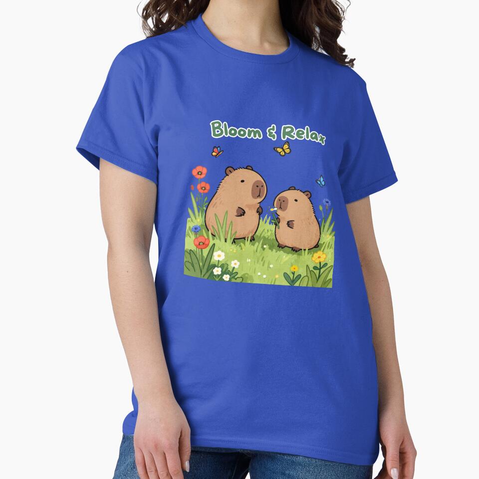 Bloom & Relax - Cute Capybara Garden Illustration by BCapybara