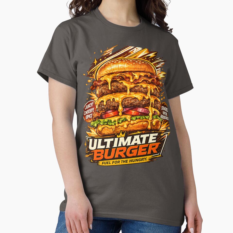 Ultimate Burger: Fuel For The Hungry Stacked Cheeseburger Design by irfanshikh