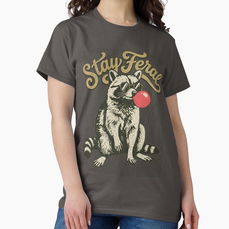 Stay Feral Retro Bubblegum Raccoon by AwesomeBeyondLimits