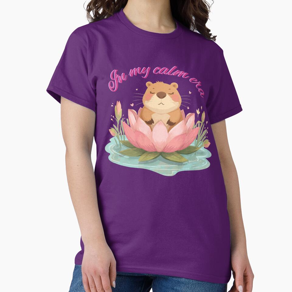 In My Calm Era Cute Capybara Lotus by TheFrameVault