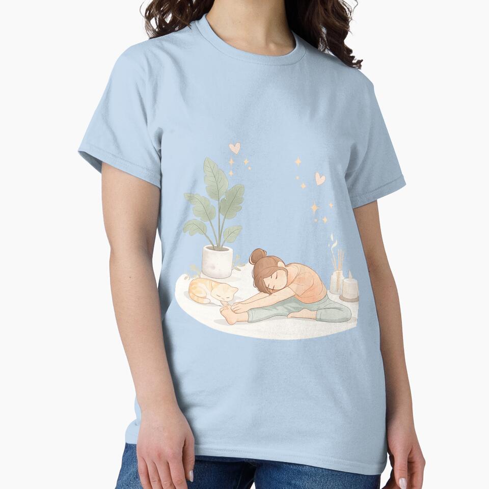 Minimalist Yoga with Cat Illustration | Yoga Lover Gift | Wellness & Meditation Aesthetic | Cute Cat Yoga Art by MimiSabu