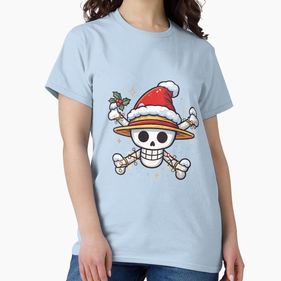 Festive Straw Hat Pirate Aesthetic – Cute Christmas Skull Emblem Illustration by AnimeFlash_0
