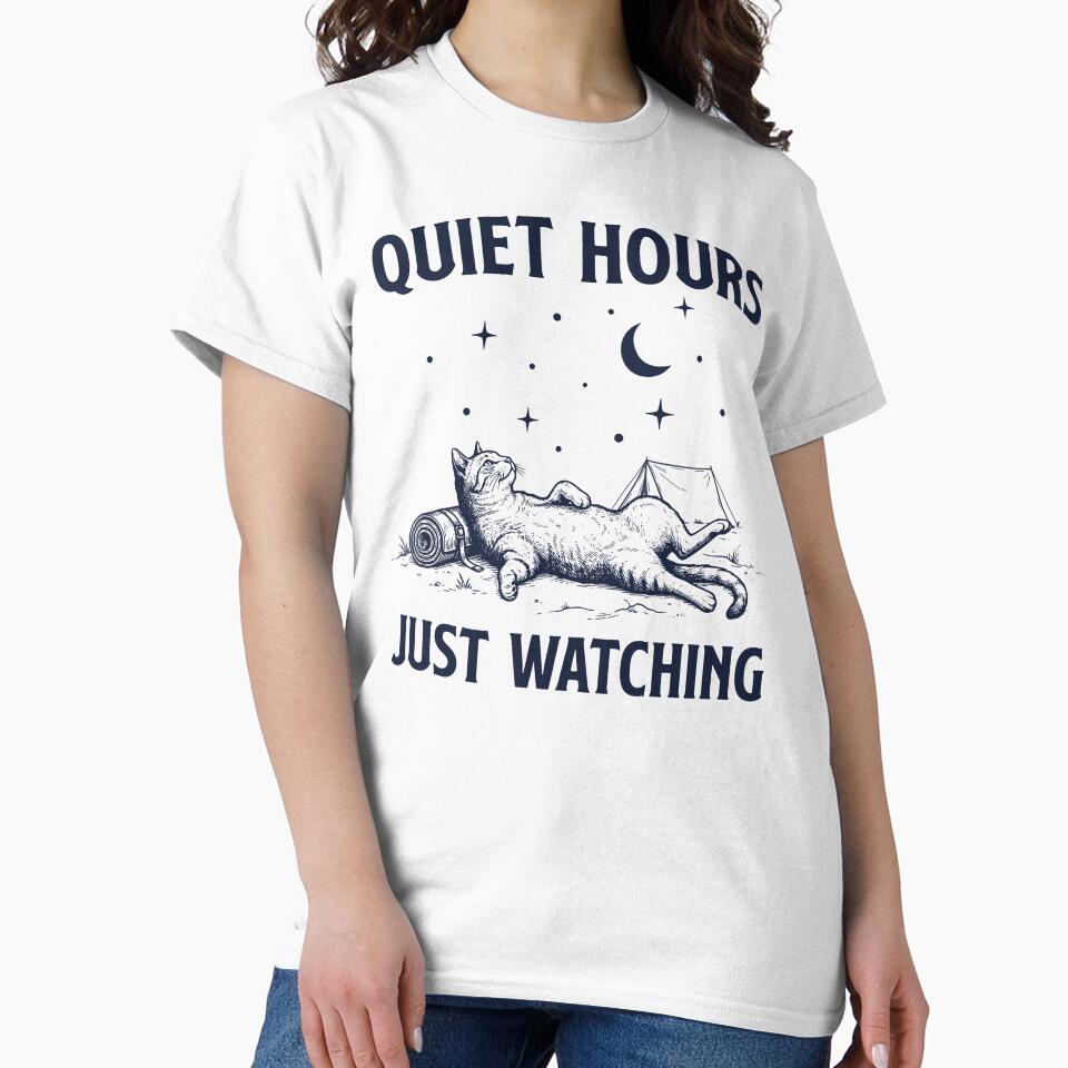 Cat Calm Camping Design, Quiet Night Illustration by TeeVerse27