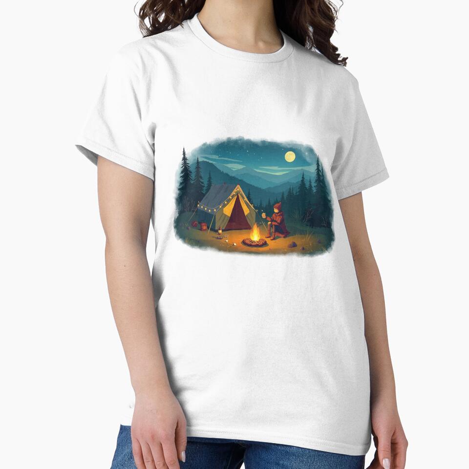 Moonlit Camping Solitude Wilderness Escape by PMestore