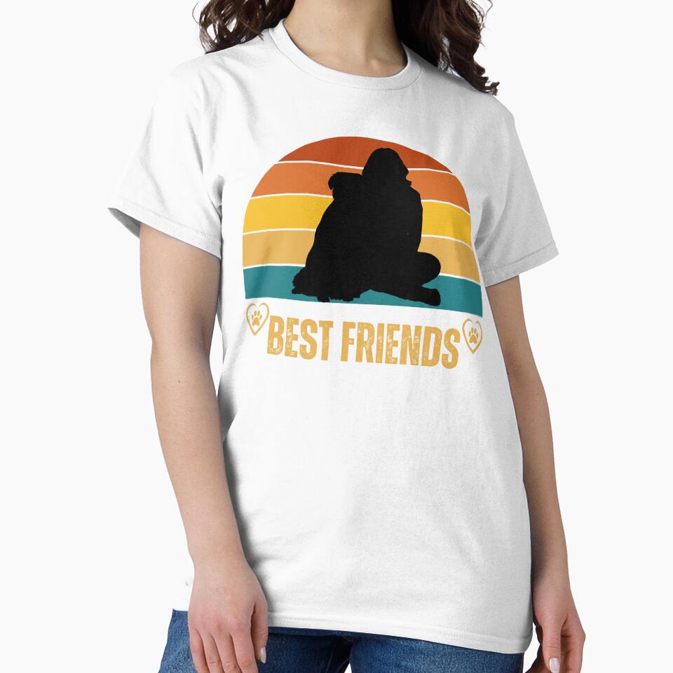 Me And My Dog, Retro Sunrise Inspired Design, Girl And Dog Best Friends Saying, Pet Appreciation Gift by KirwanArt