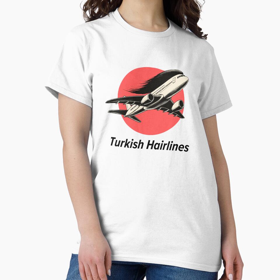 Turkish Hairlines T-Shirt | Funny Hair Transplant Design | Aviation & Humor Graphic Tee | Unique Gift for Travelers by Loffartdesign