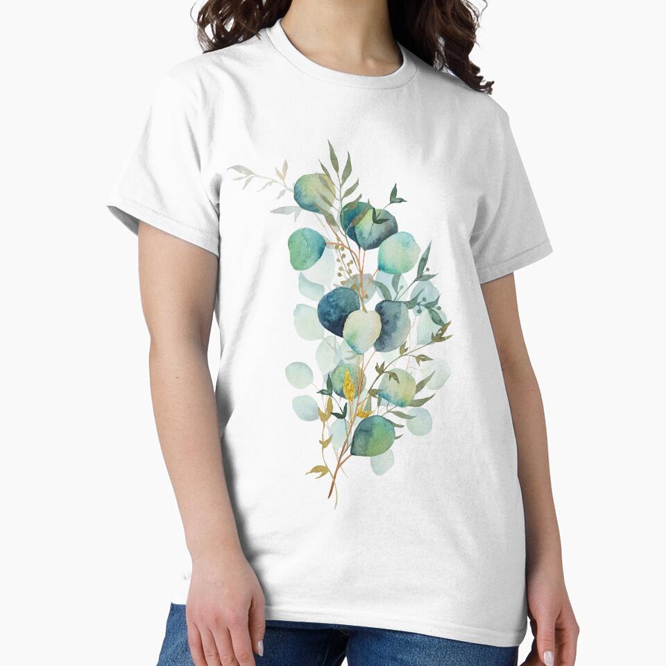 Print of eucalyptus branches watercolor leaves by Createssy