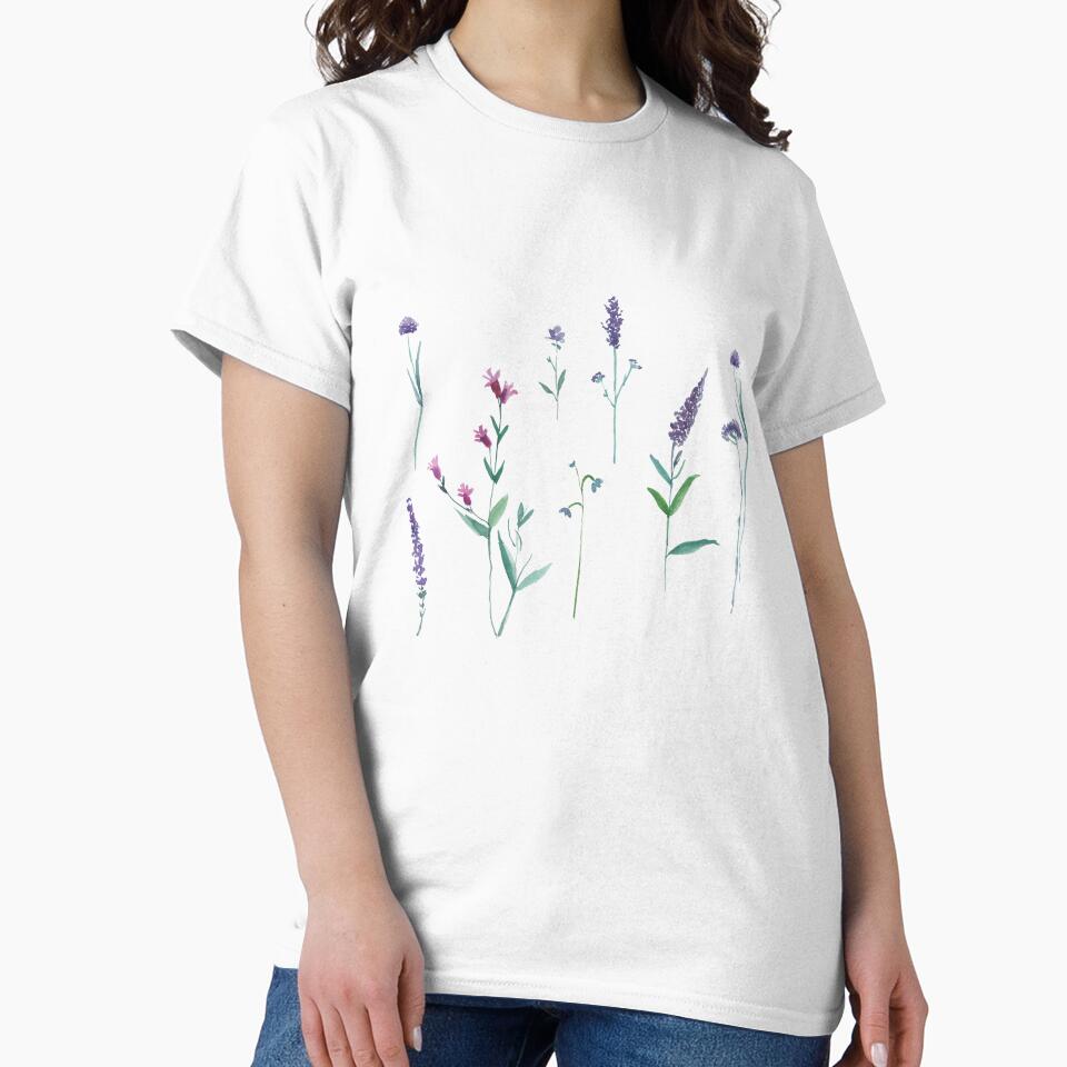 Blue Purple Wild Flowers Watercolor by shroukart