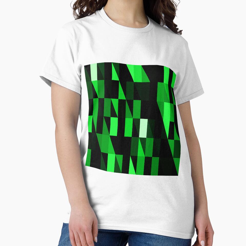 Lime Green Matrix Glitch Art Geometric Abstract by Tiffany Munro