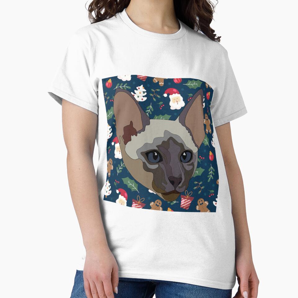 Christmas pattern Siamese cat by LeahcarsArt