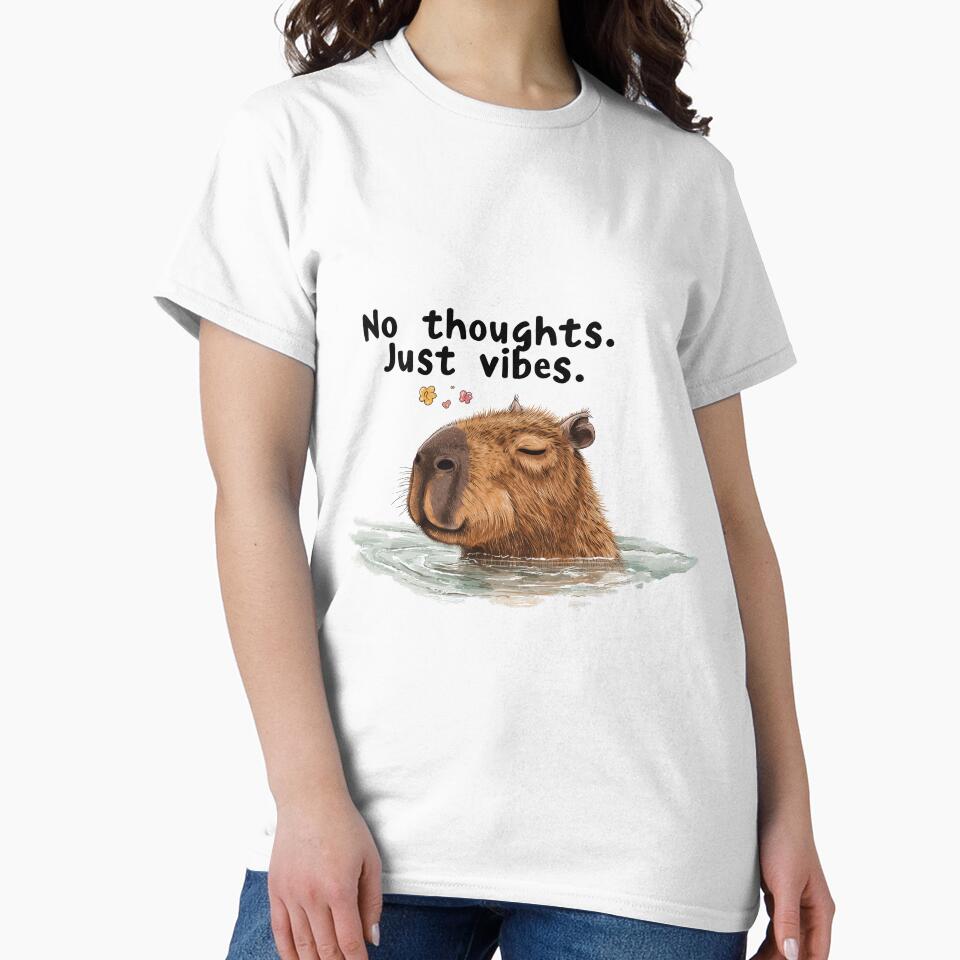 Funny Meme - No Thoughts Just Vibes - Chill Capybara Zen by hamishby