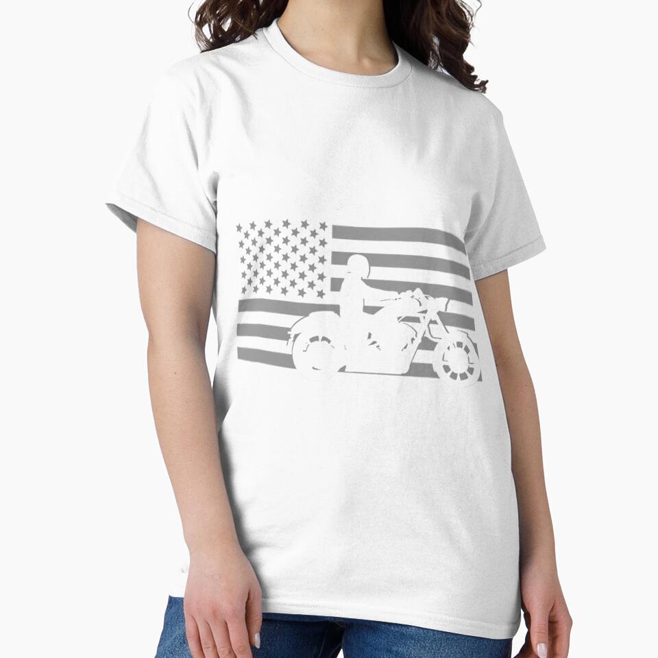 American Flag Biker Motorcycle Short Sleeve by busjyrrsr40