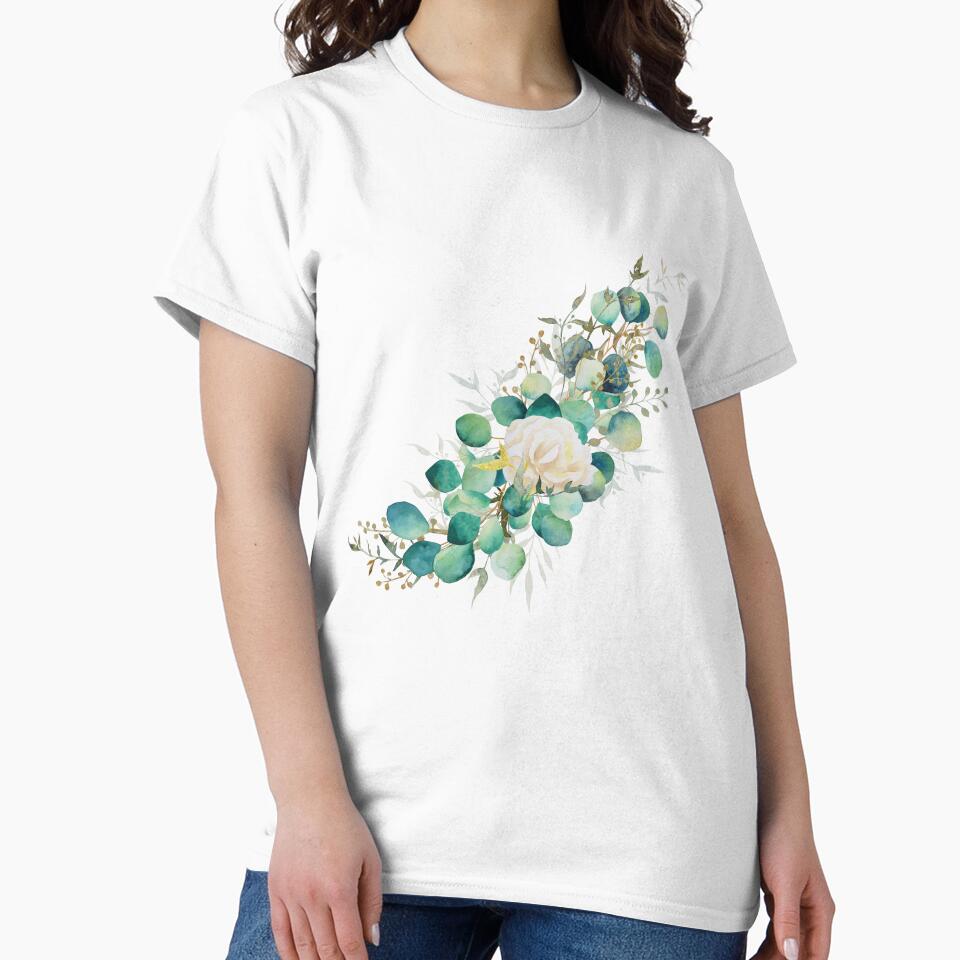 Arrangement of eucalyptus and eustoma branches watercolor leaves by Createssy