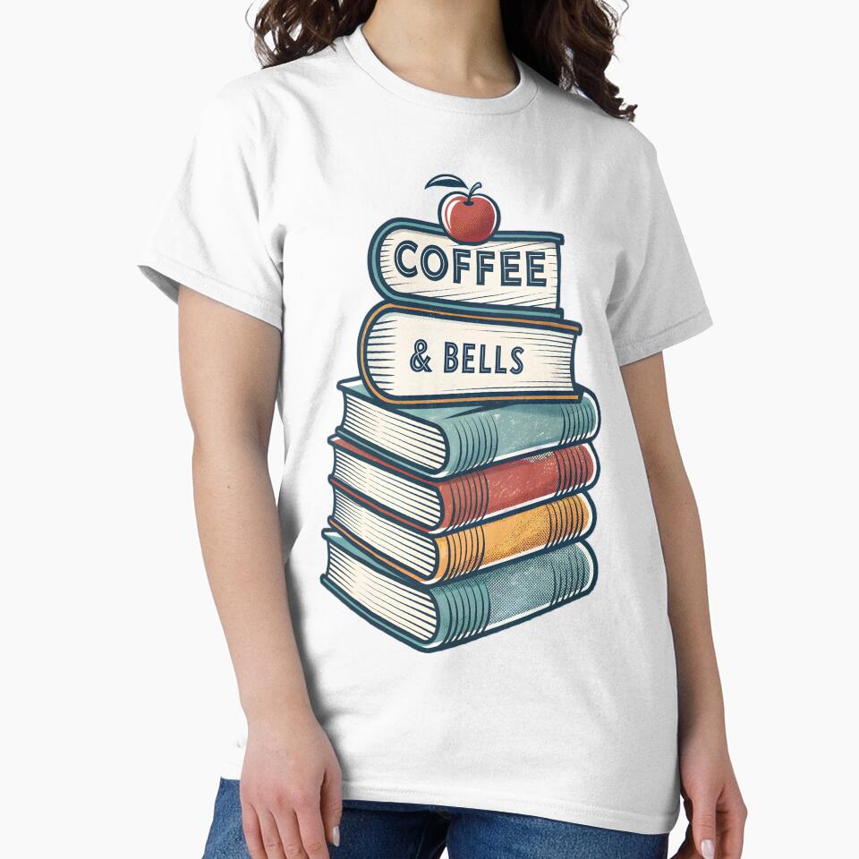 Coffee And Bells Funny Teacher Gift Retro Books by MintedArts