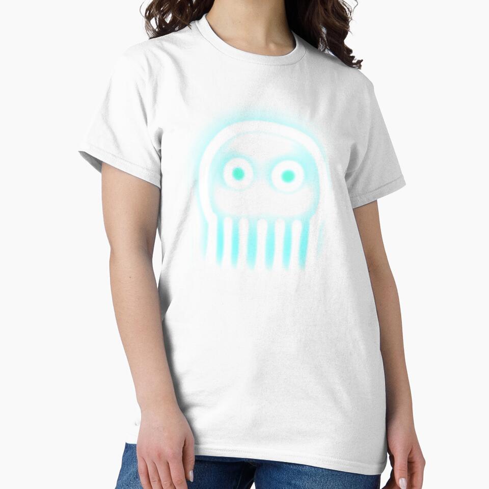 Cute skull Jellyfish in neon turquoise by M-Lorentsson